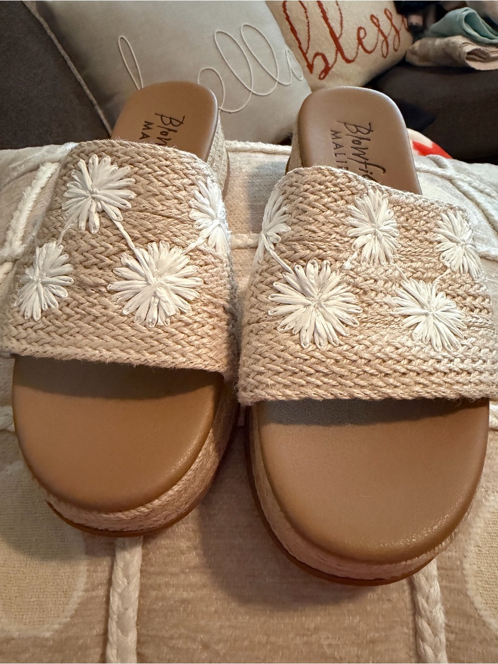 Blowfish Neutral Beige Daisy Slide Mules